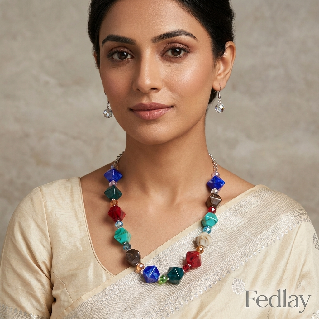 Multicolor Geometric Beaded Jewelry Set