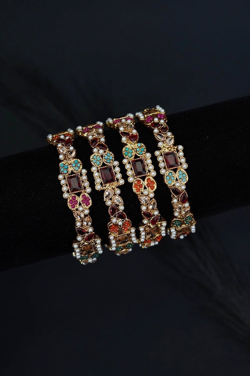 4 Pcs Gemstone Beautiful Bangles Set