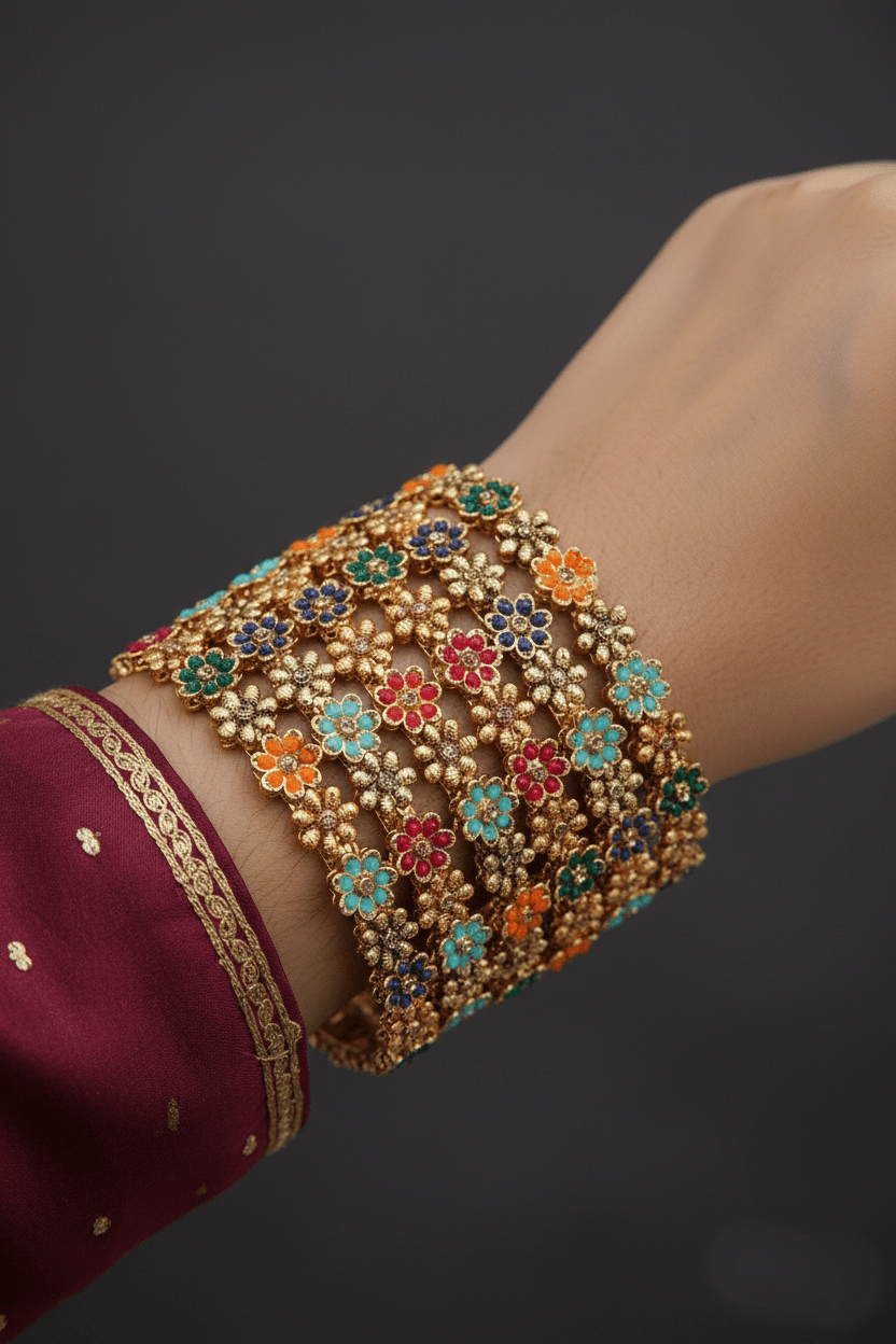 6 Pieces Copper Gold Bangles