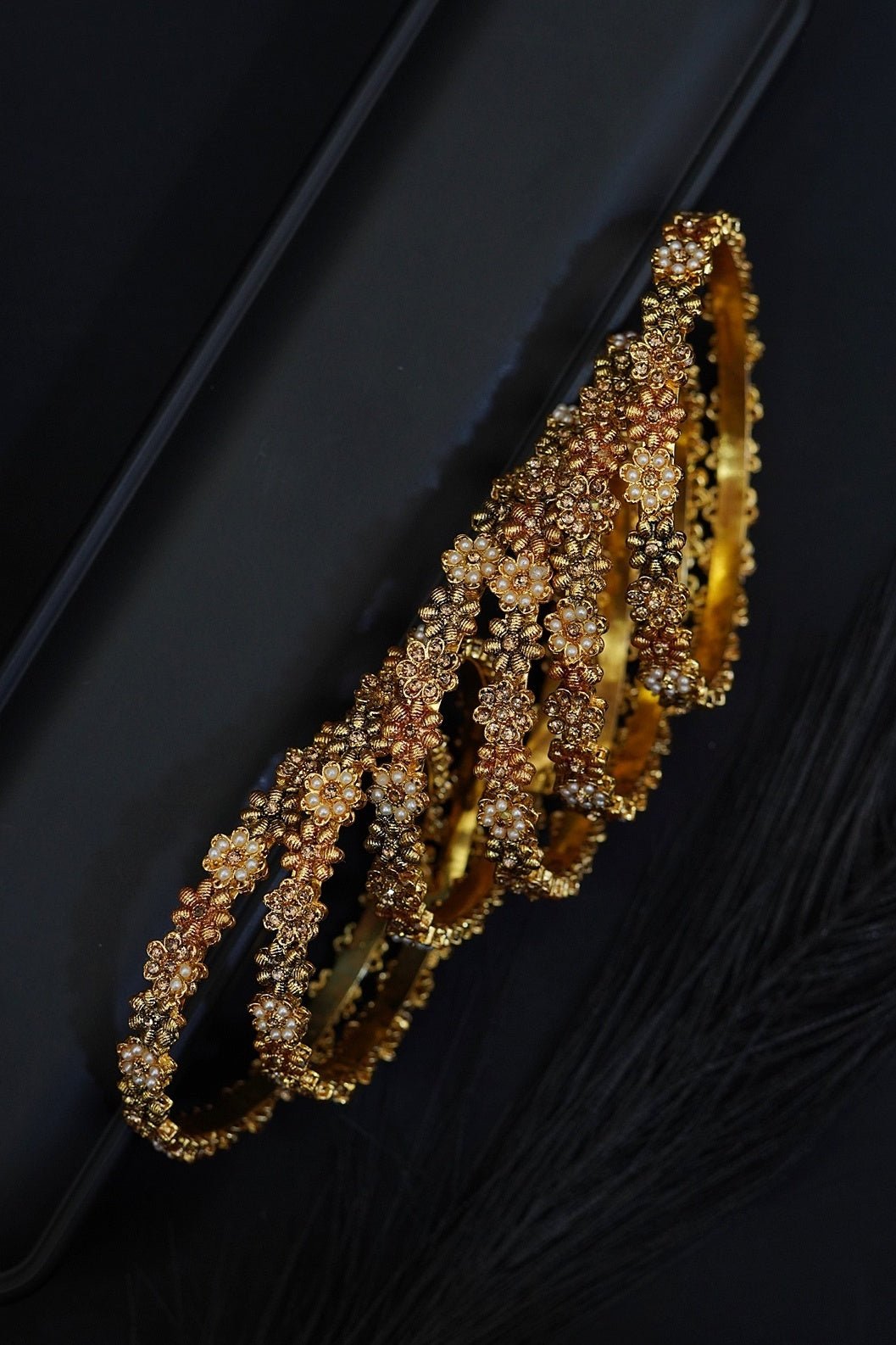 6 Pieces Copper Gold Bangles