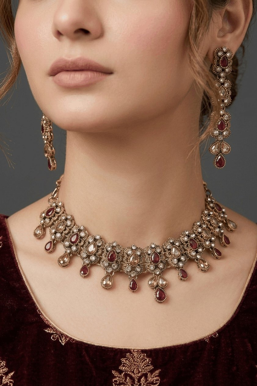 Antique Semi-Stones & Zircons Necklace set