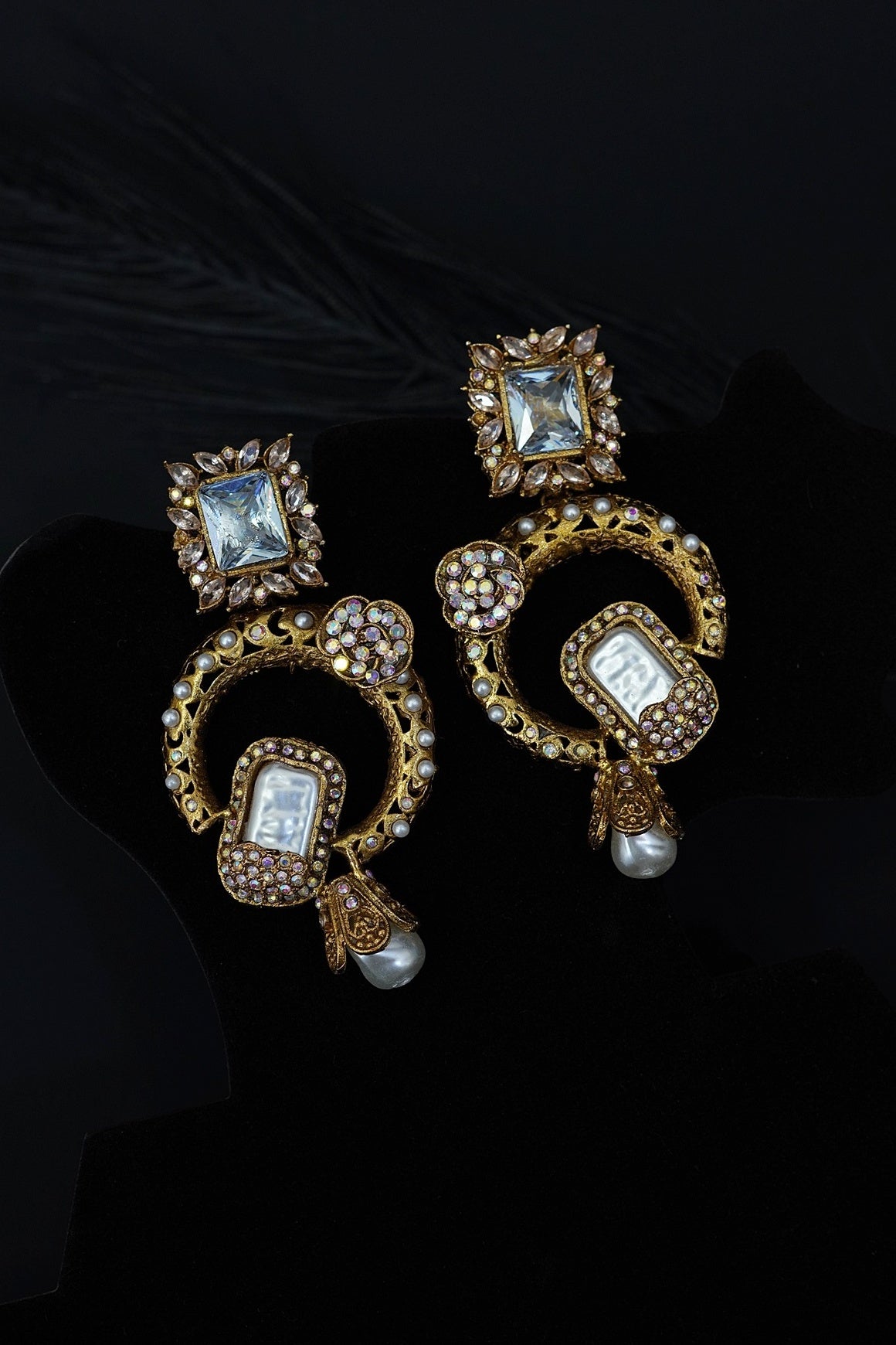 Antique Designer Pearl Drop Earrings