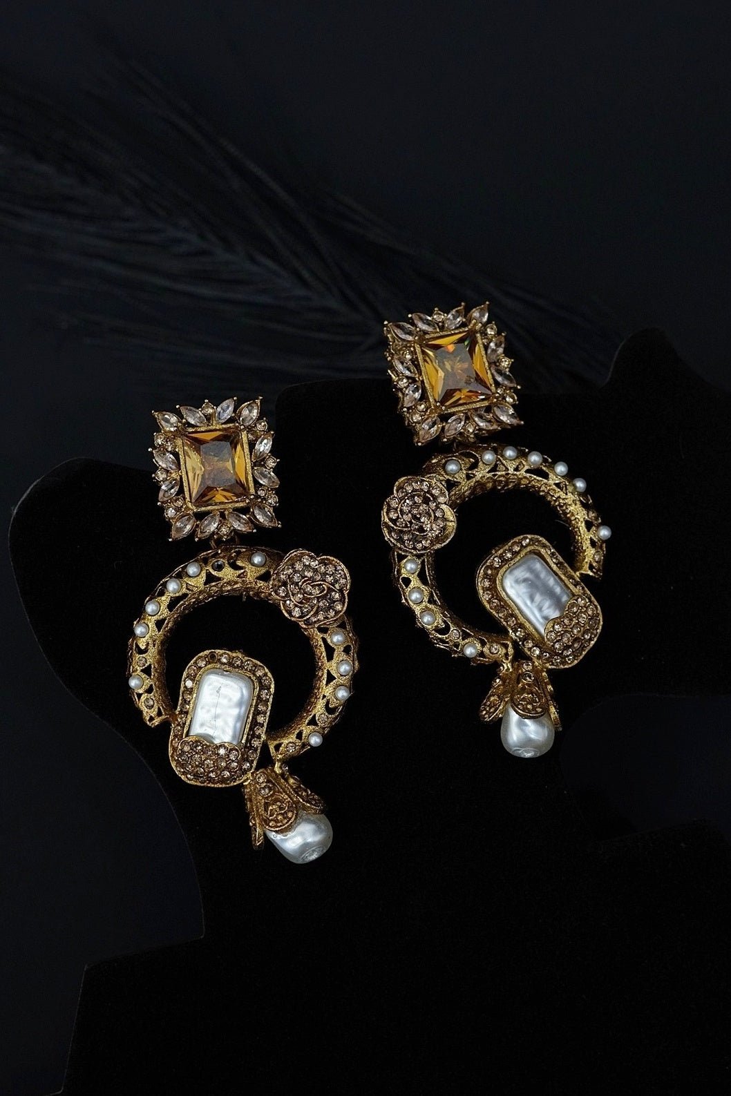 Antique Designer Pearl Drop Earrings