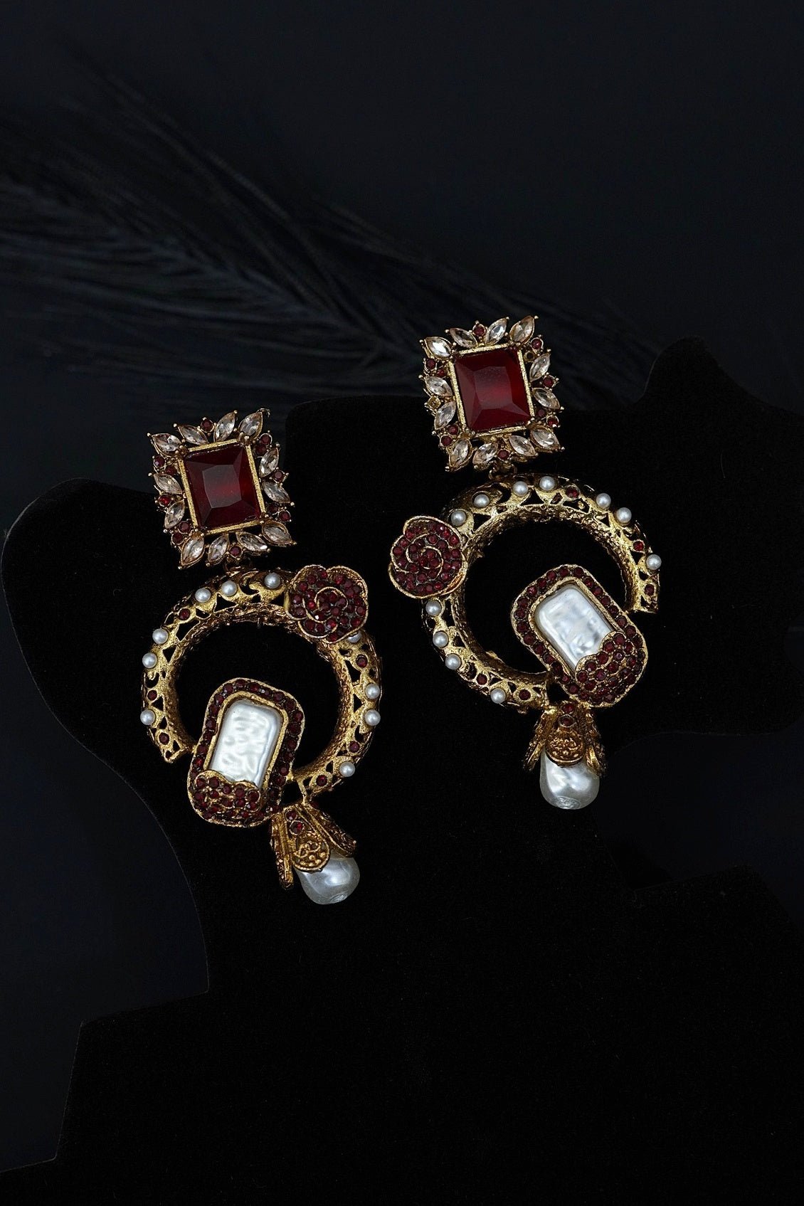 Antique Designer Pearl Drop Earrings