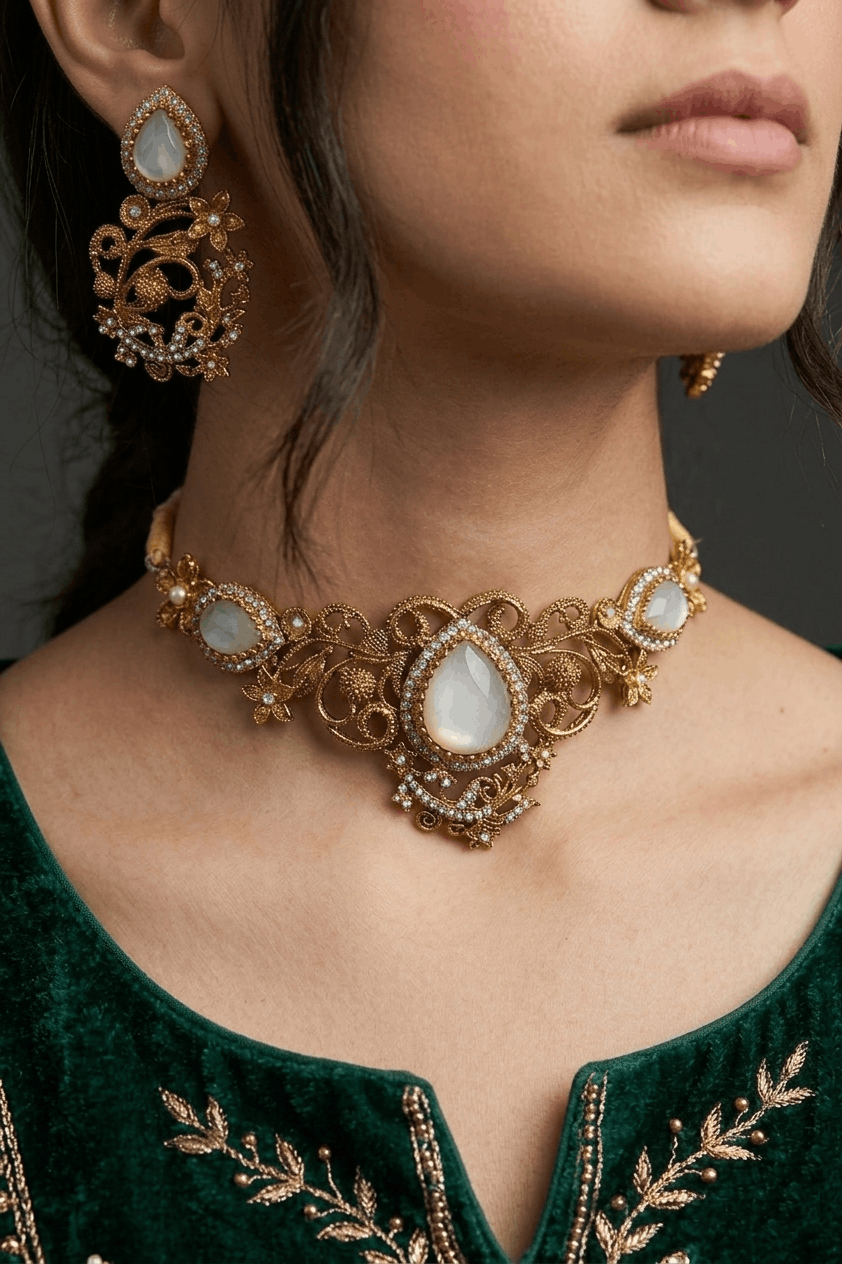 Antique Turkish Gemstone Necklace Set