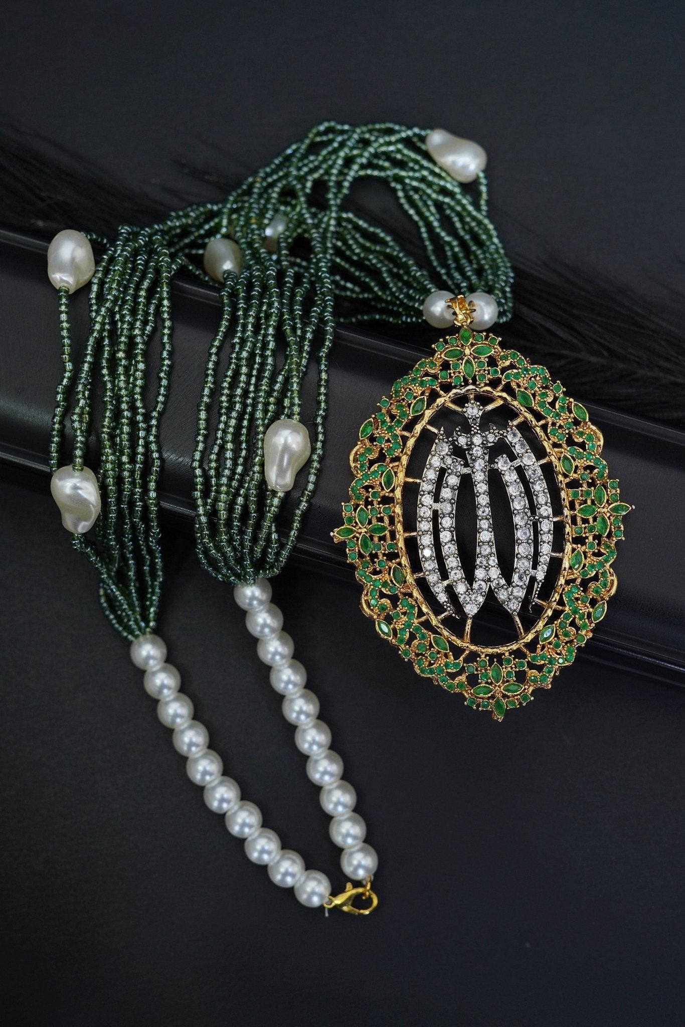 Beautiful Cubic Zircons Islamic Calligraphy Allah Pendent Set