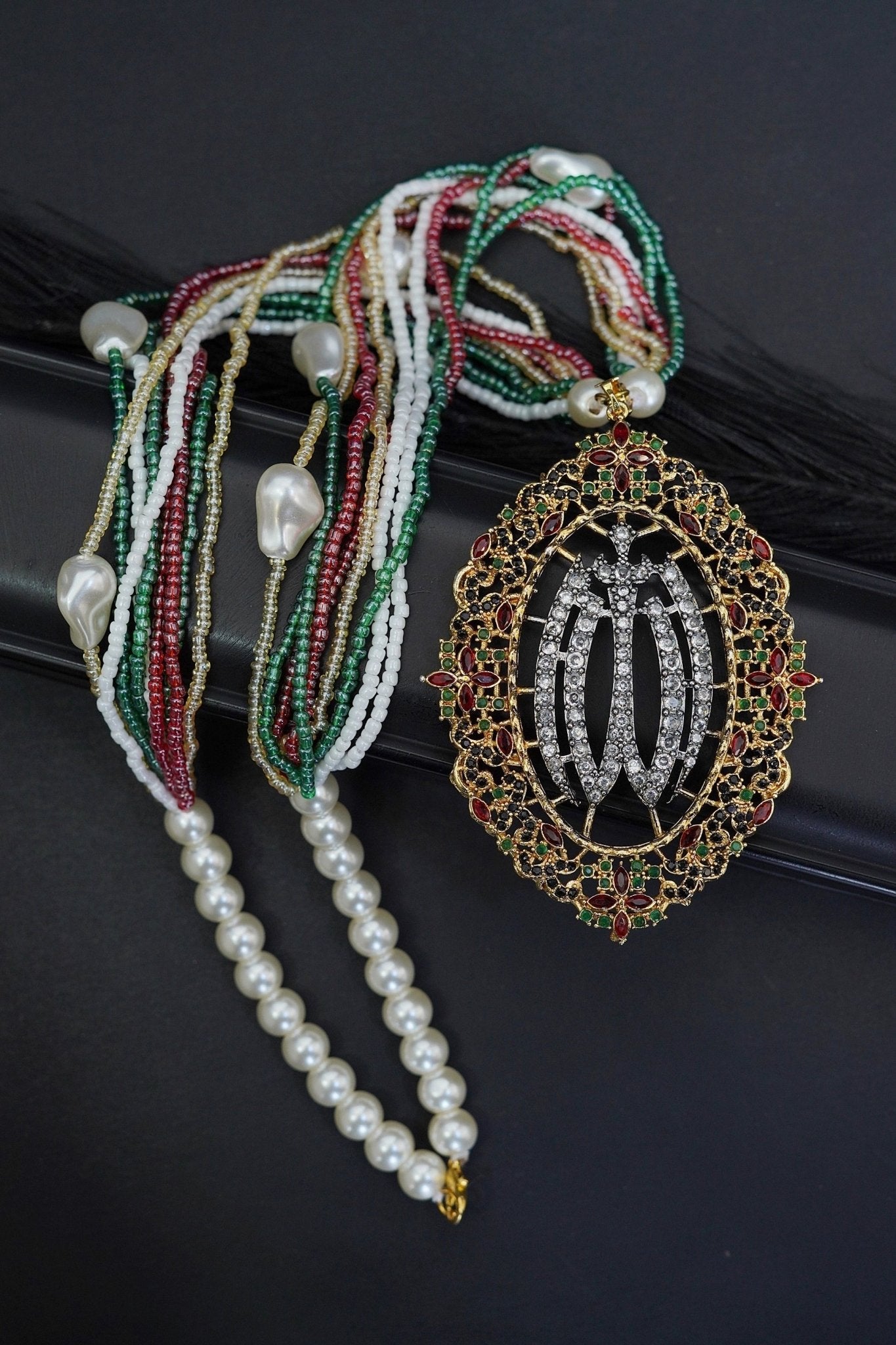 Beautiful Cubic Zircons Islamic Calligraphy Allah Pendent Set