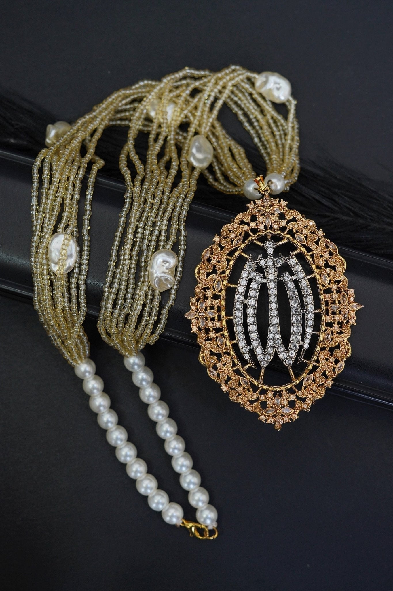 Beautiful Cubic Zircons Islamic Calligraphy Allah Pendent Set