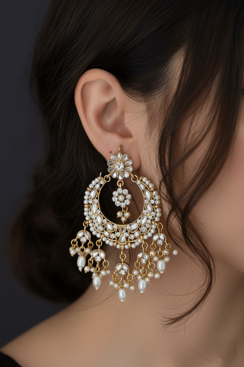 Chand Bali Cut Kundan Earrings