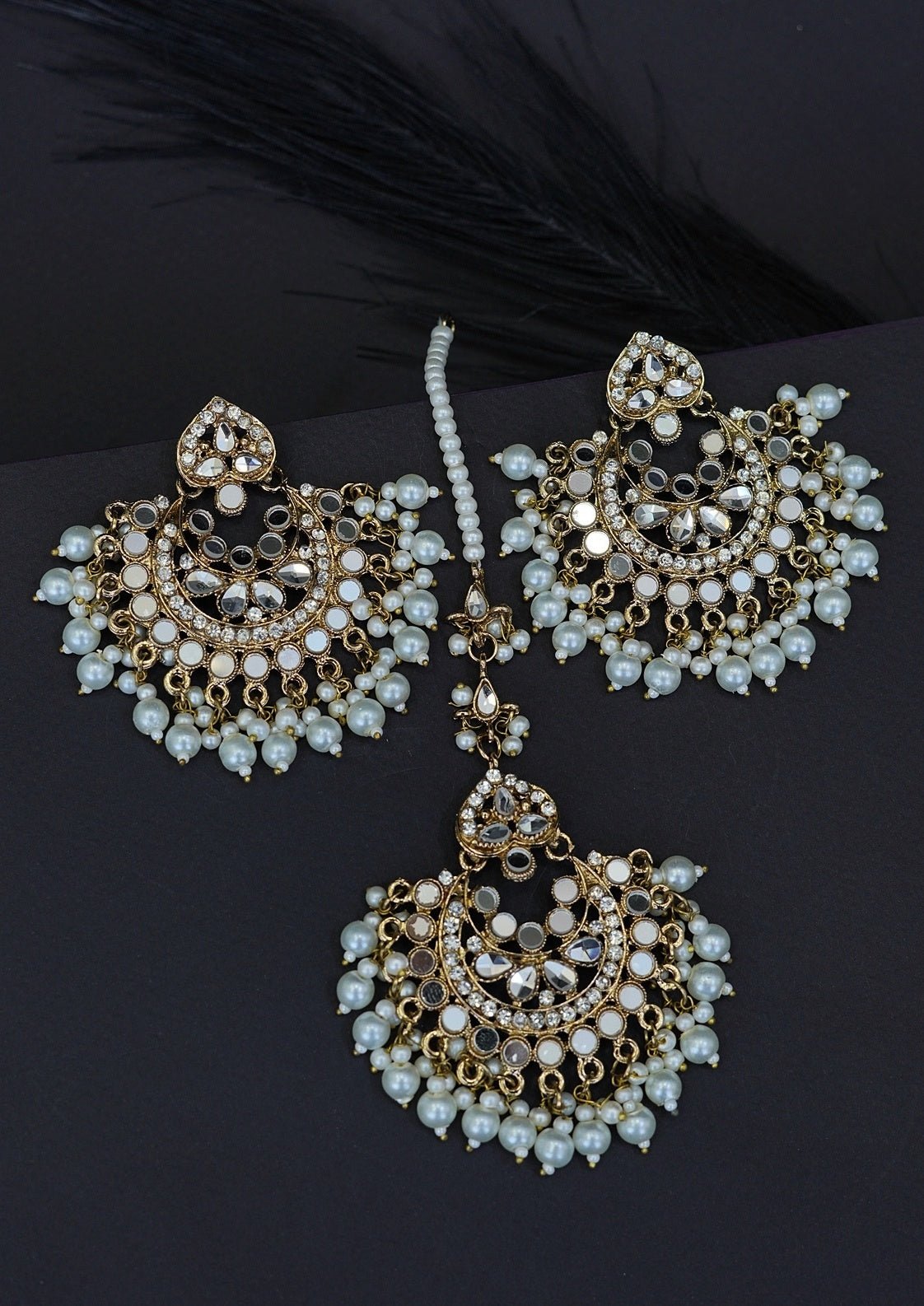 Chand Bali Kundan Earrings Teeka