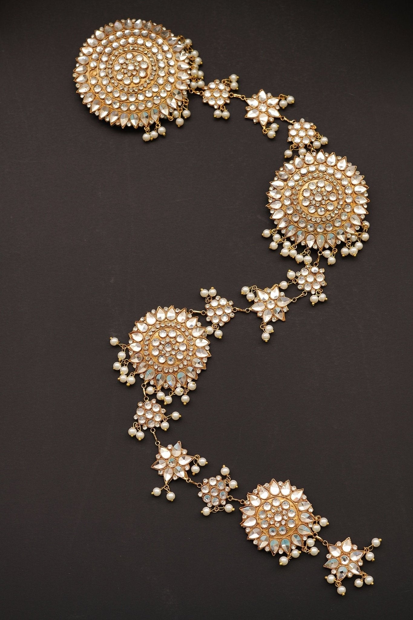 Elegant Cut Kundan Paranda Hair Chutla for Bridals