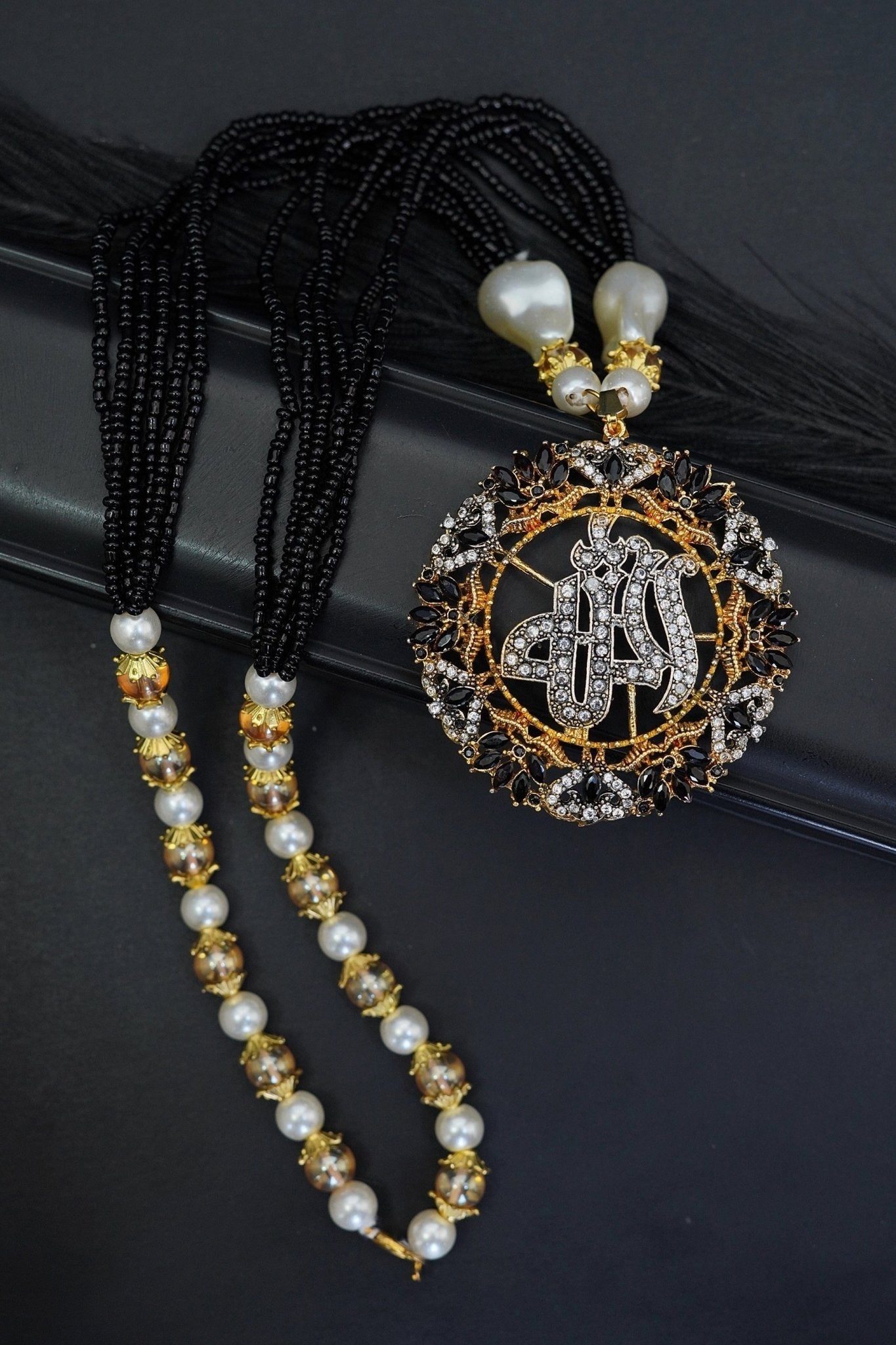 Gold Plated Islamic Calligraphy Zirconia Pendent set