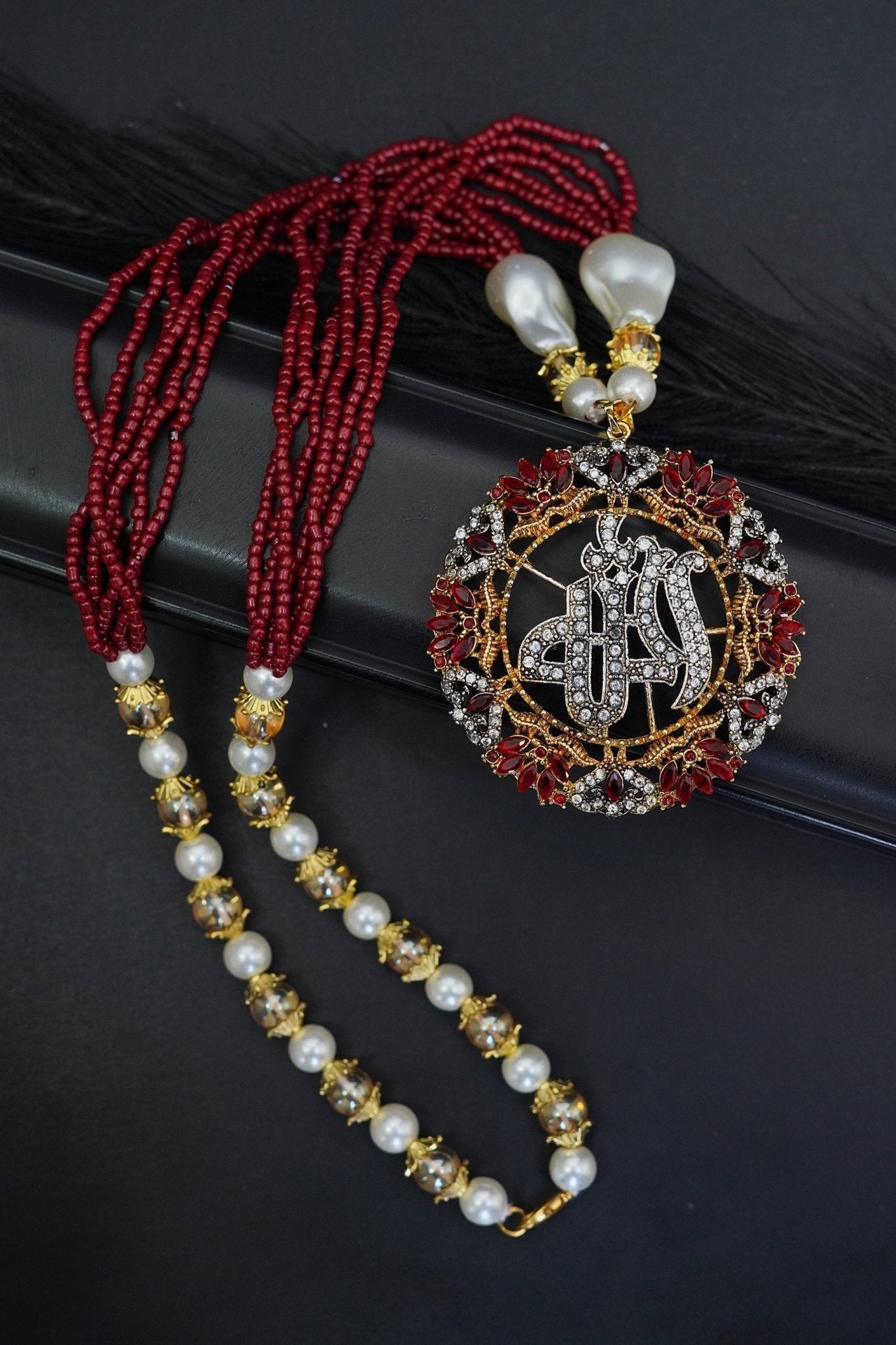 Gold Plated Islamic Calligraphy Zirconia Pendent set