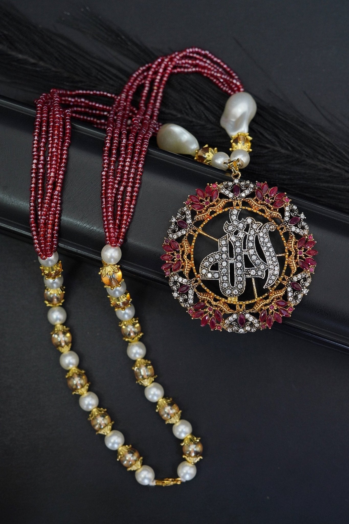 Gold Plated Islamic Calligraphy Zirconia Pendent set