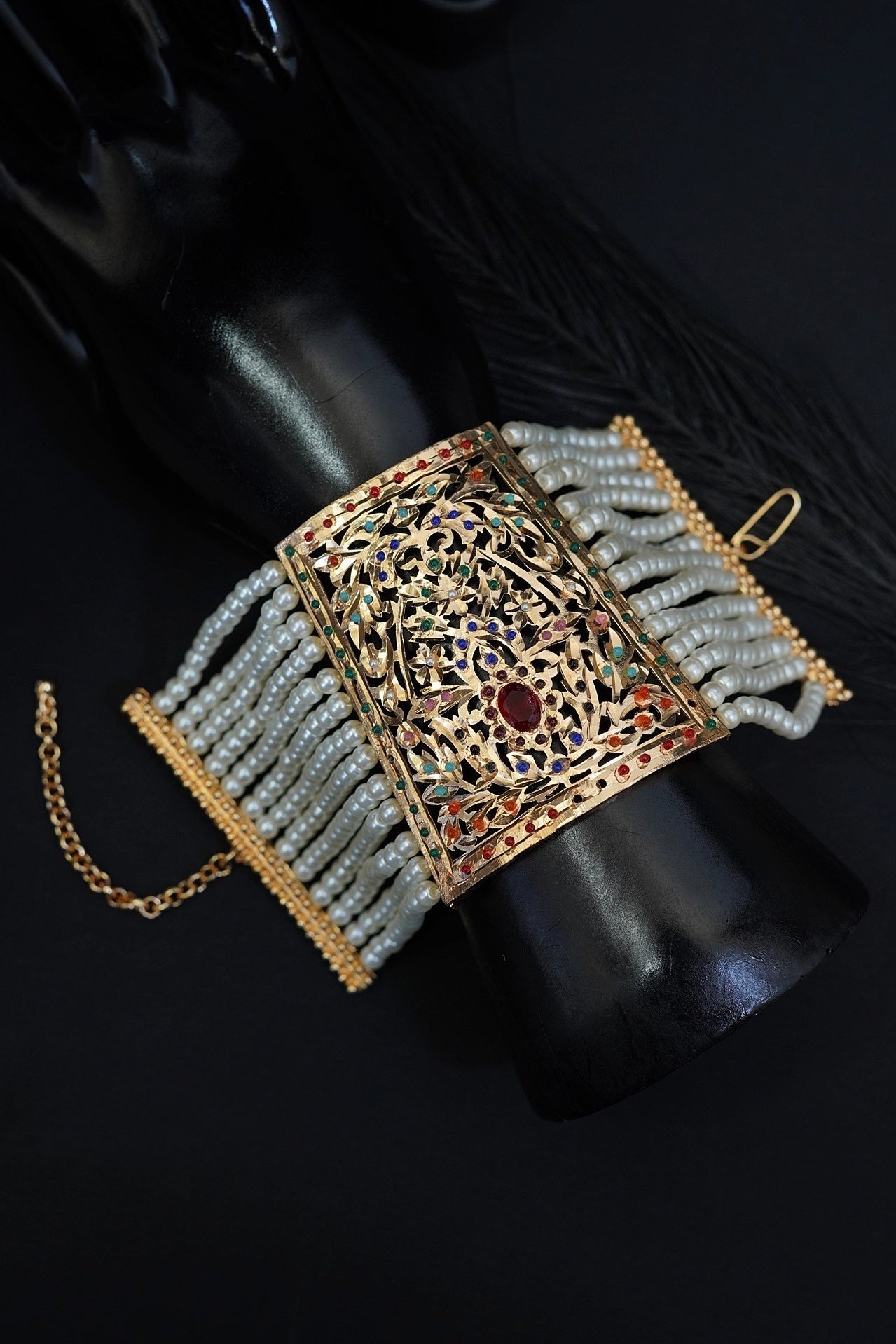Royal Pearl Kalai Bracelet for Brides – Hyderabadi Wedding Jewelry