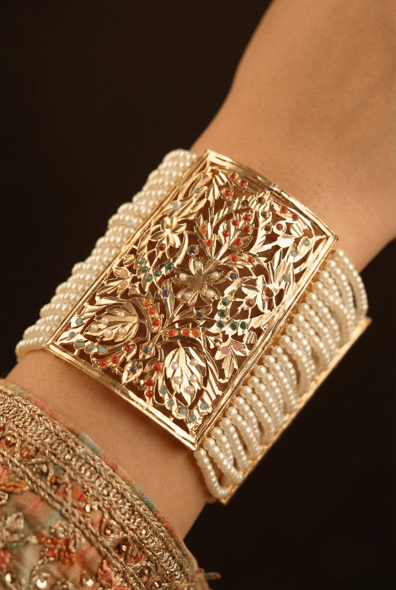 Royal Pearl Kalai Bracelet for Brides – Hyderabadi Wedding Jewelry