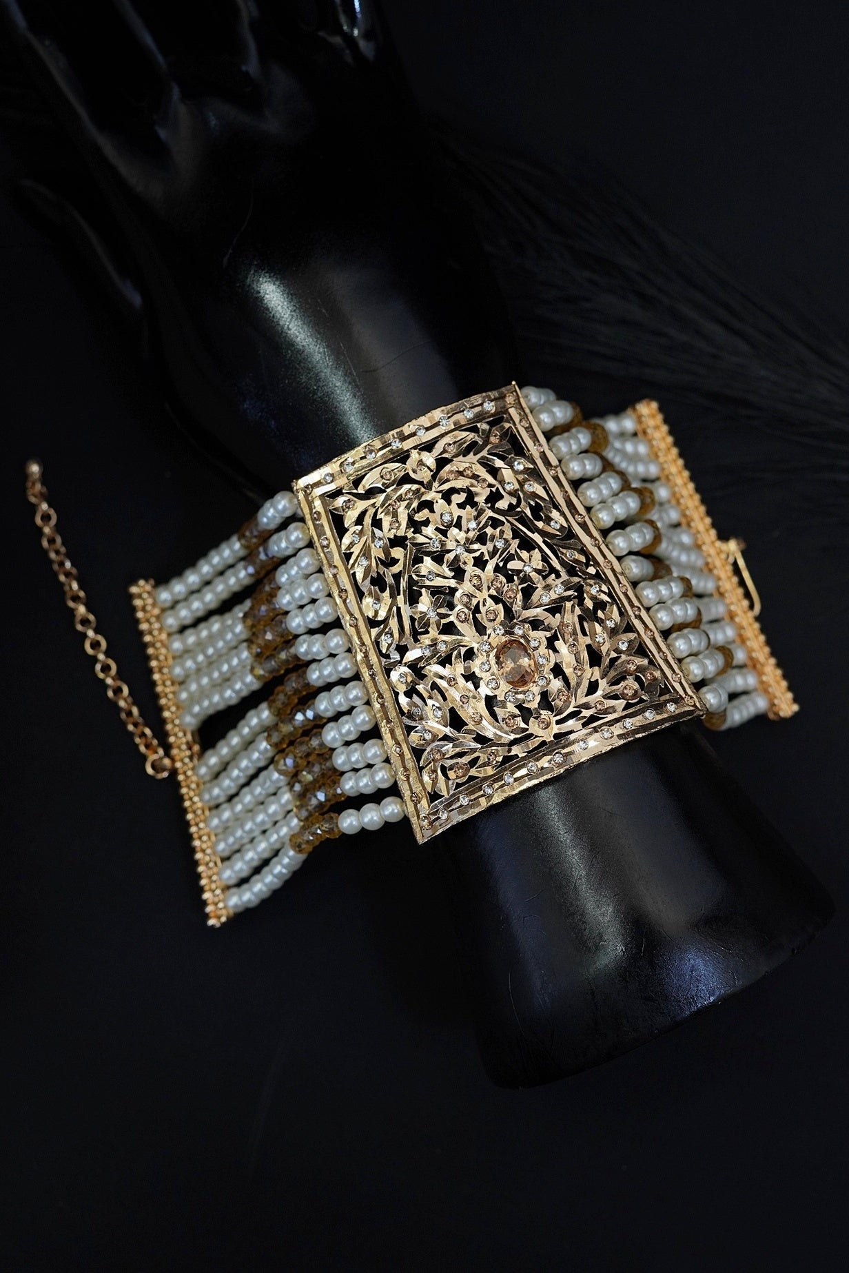 Royal Pearl Kalai Bracelet for Brides – Hyderabadi Wedding Jewelry