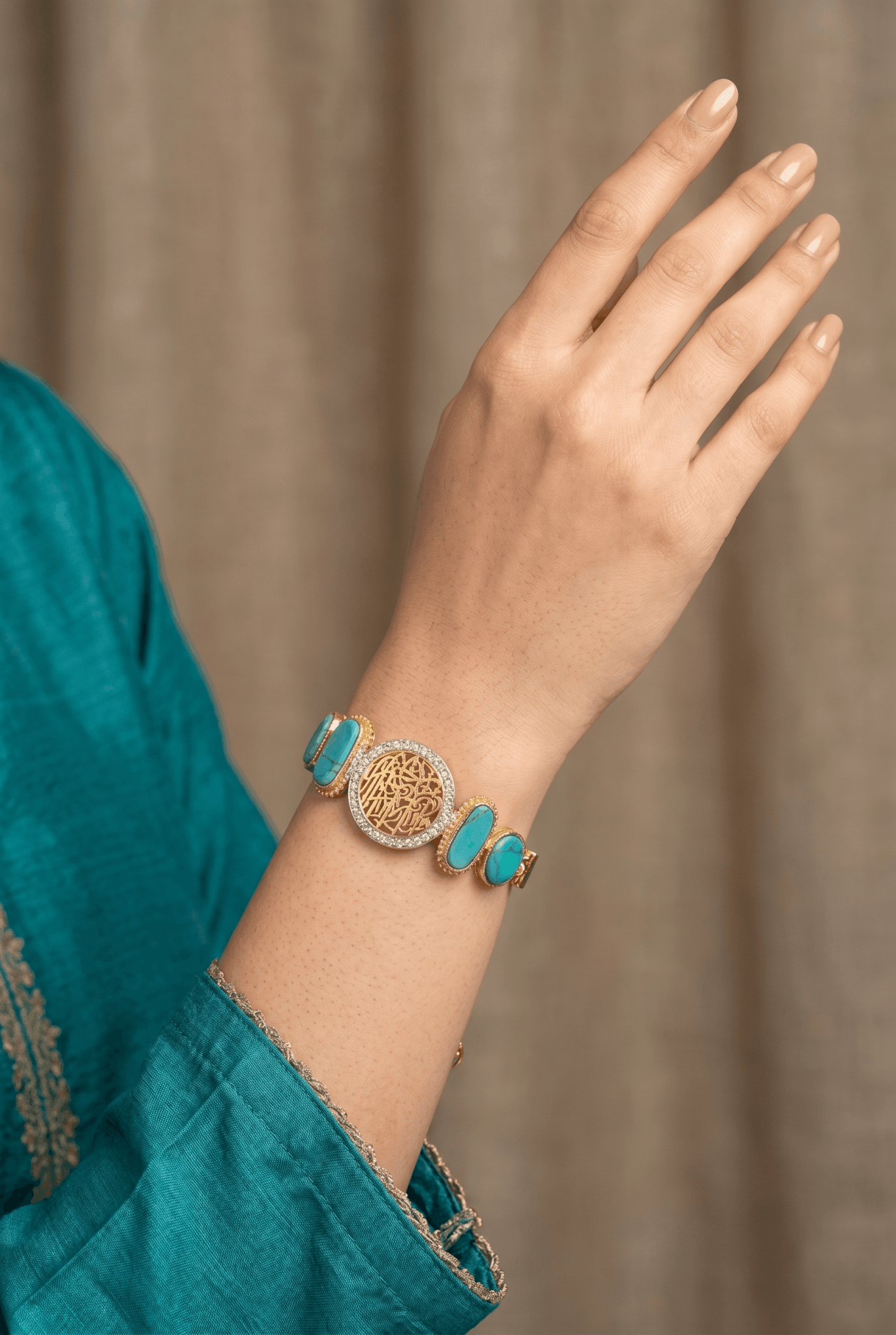 Beautiful Islamic Calligraphy With Turkish Stone Bracelet