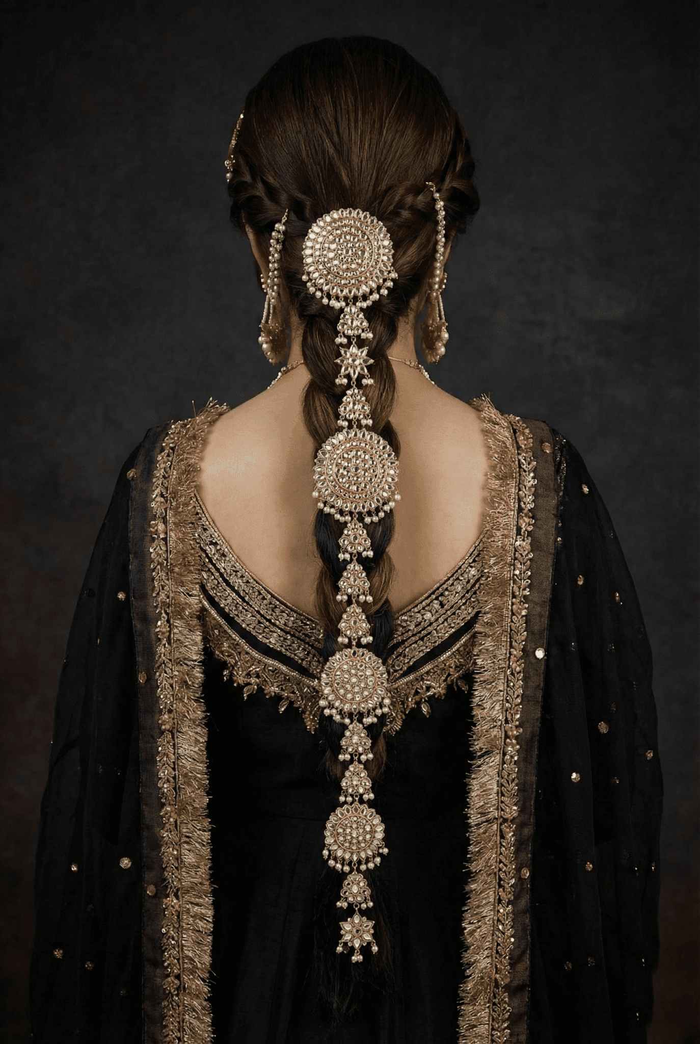 Elegant Cut Kundan Paranda Hair Chutla for Bridals