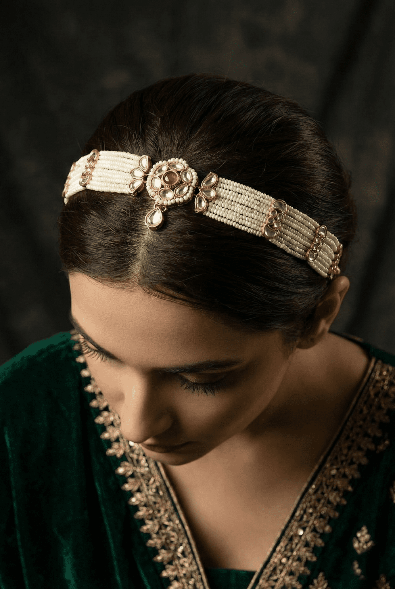 Regal Beaded Kundan Matha Patti