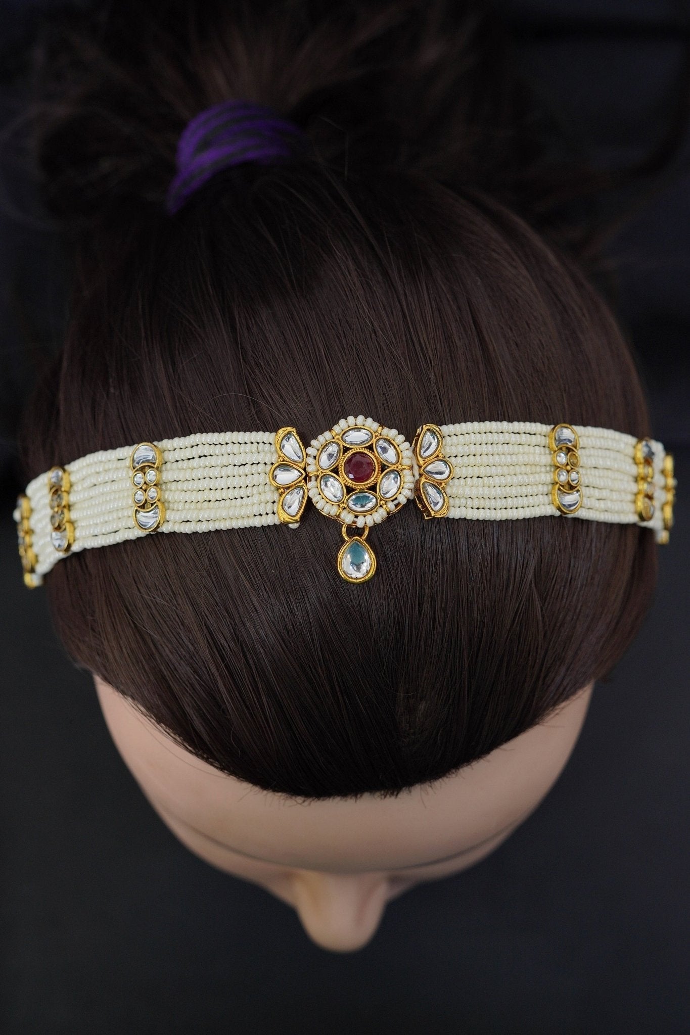 Regal Beaded Kundan Matha Patti