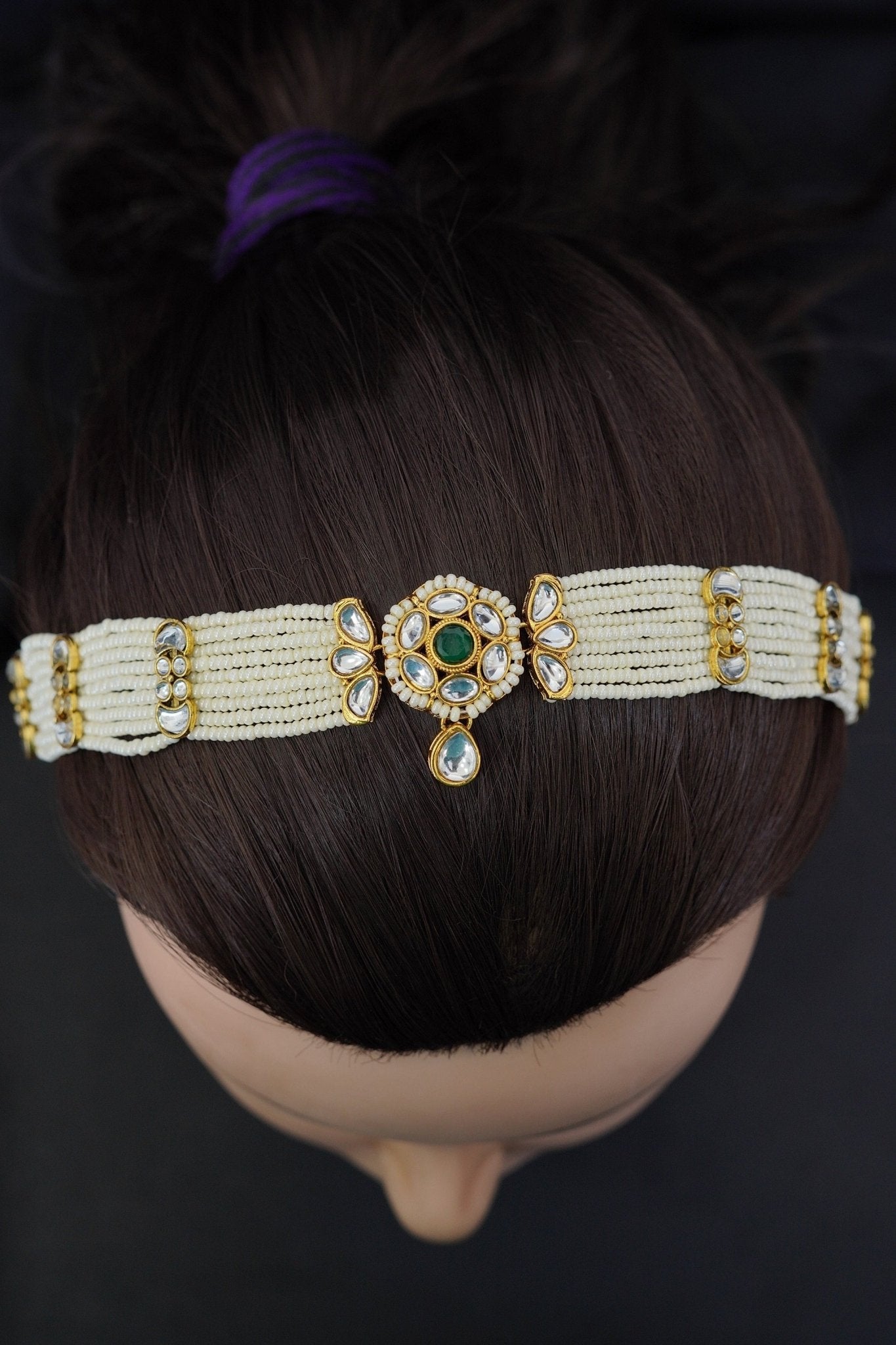 Regal Beaded Kundan Matha Patti