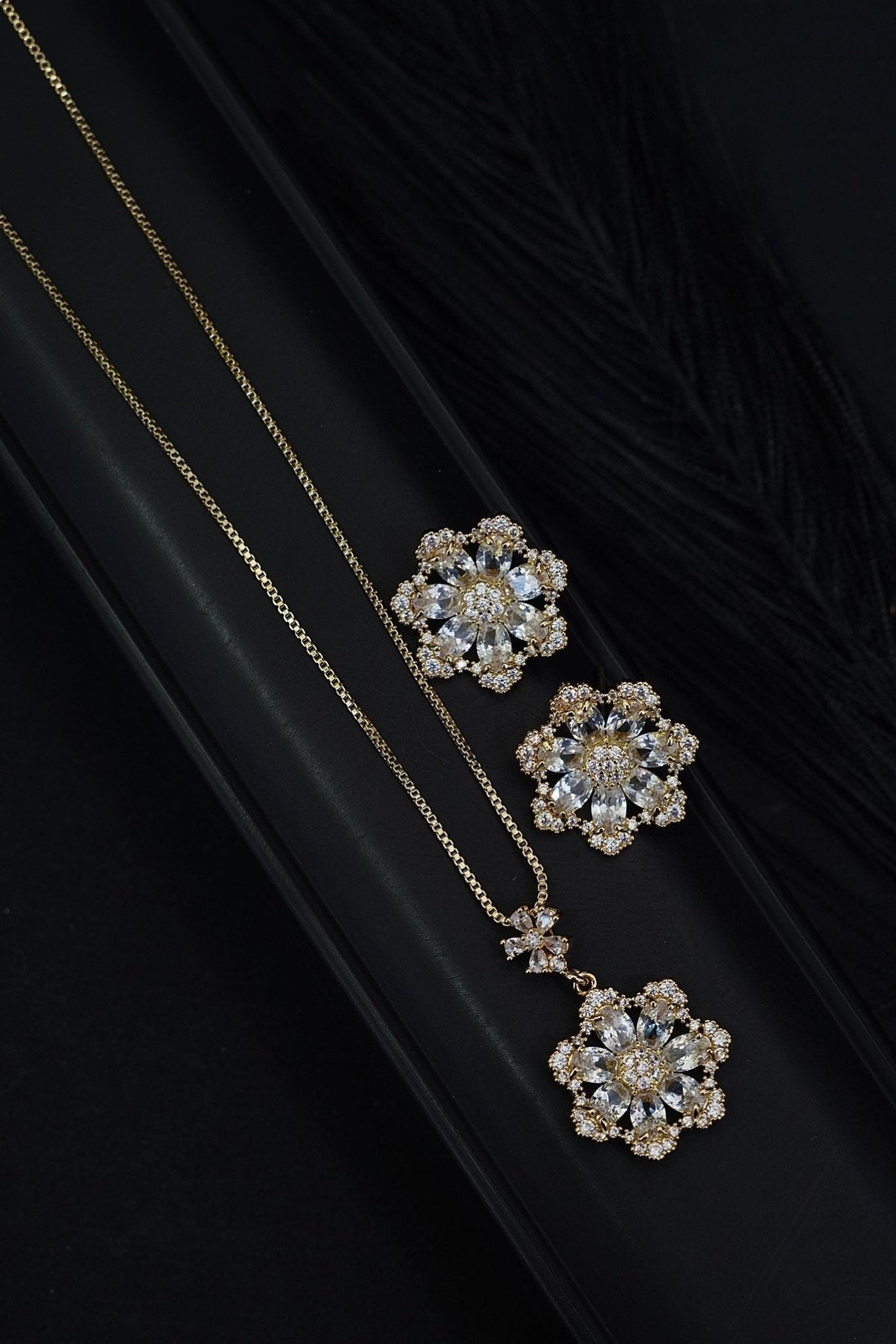 Regal Bloom CZ & Gemstone Locket Set