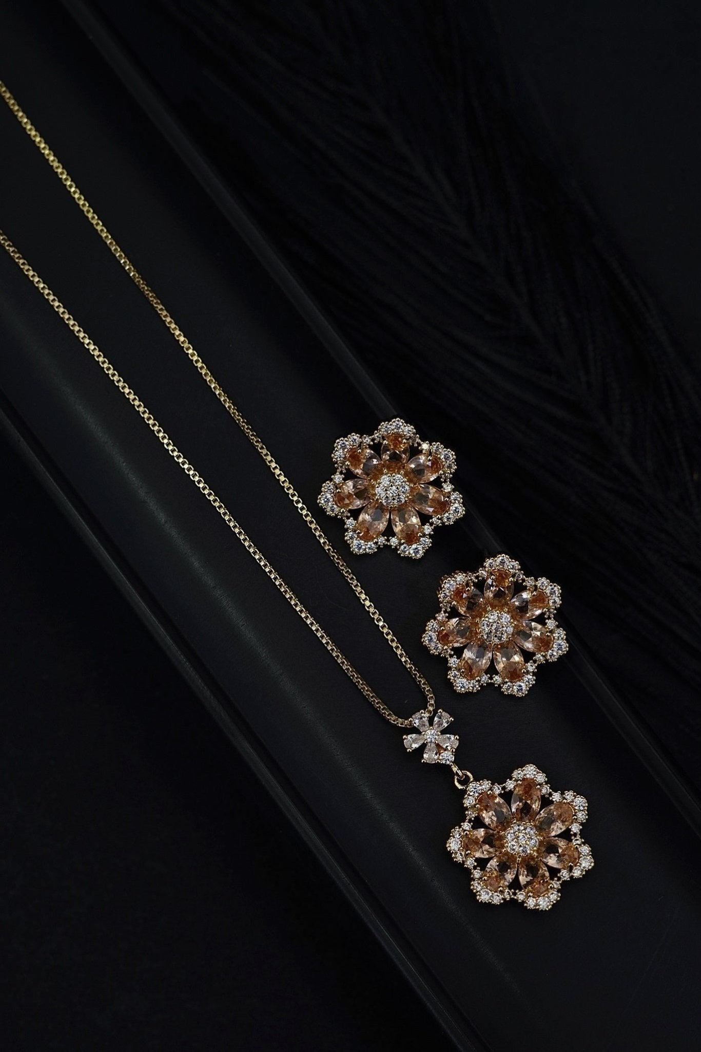 Regal Bloom CZ & Gemstone Locket Set