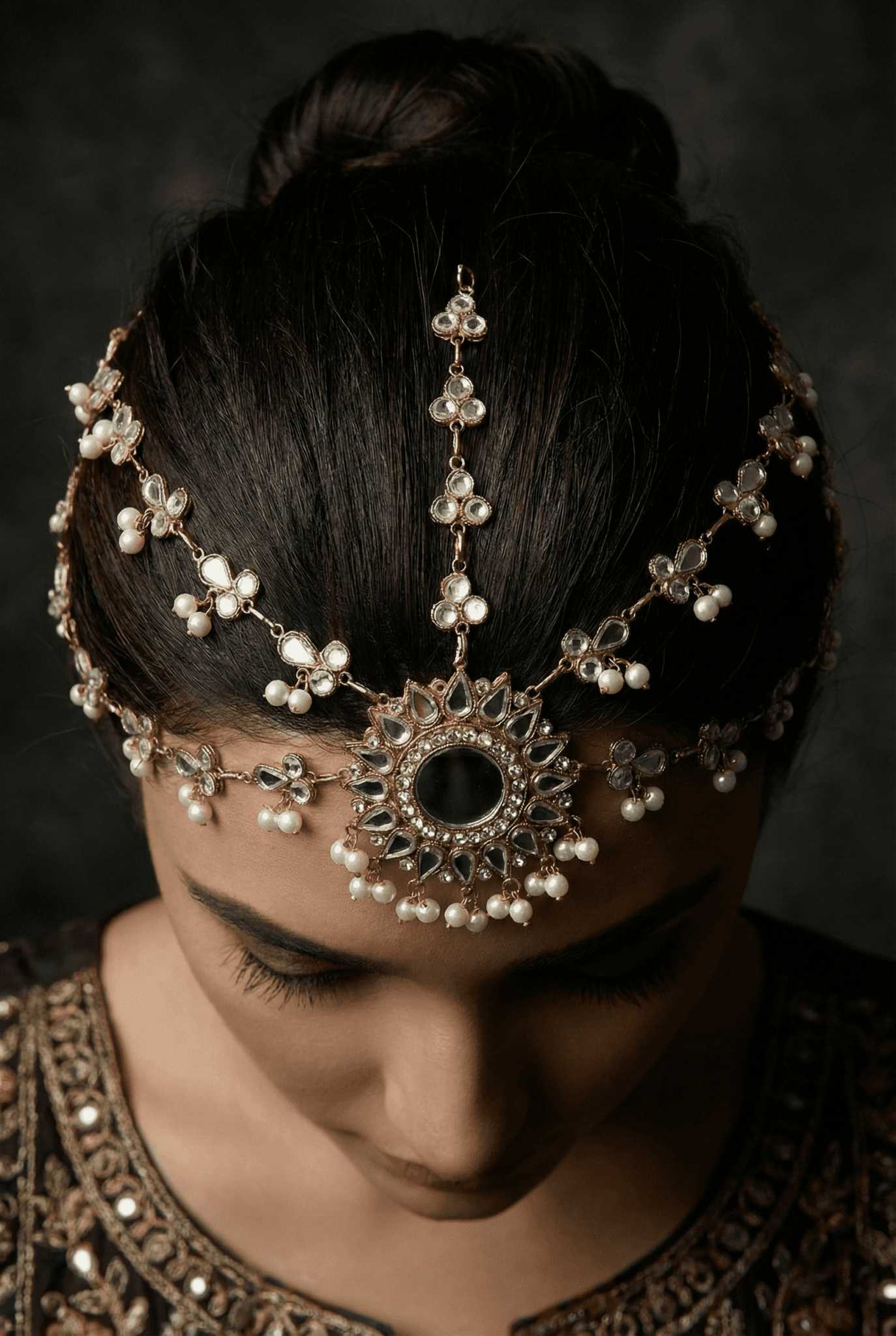 Sheesh Kundan Double Line Matha Patti