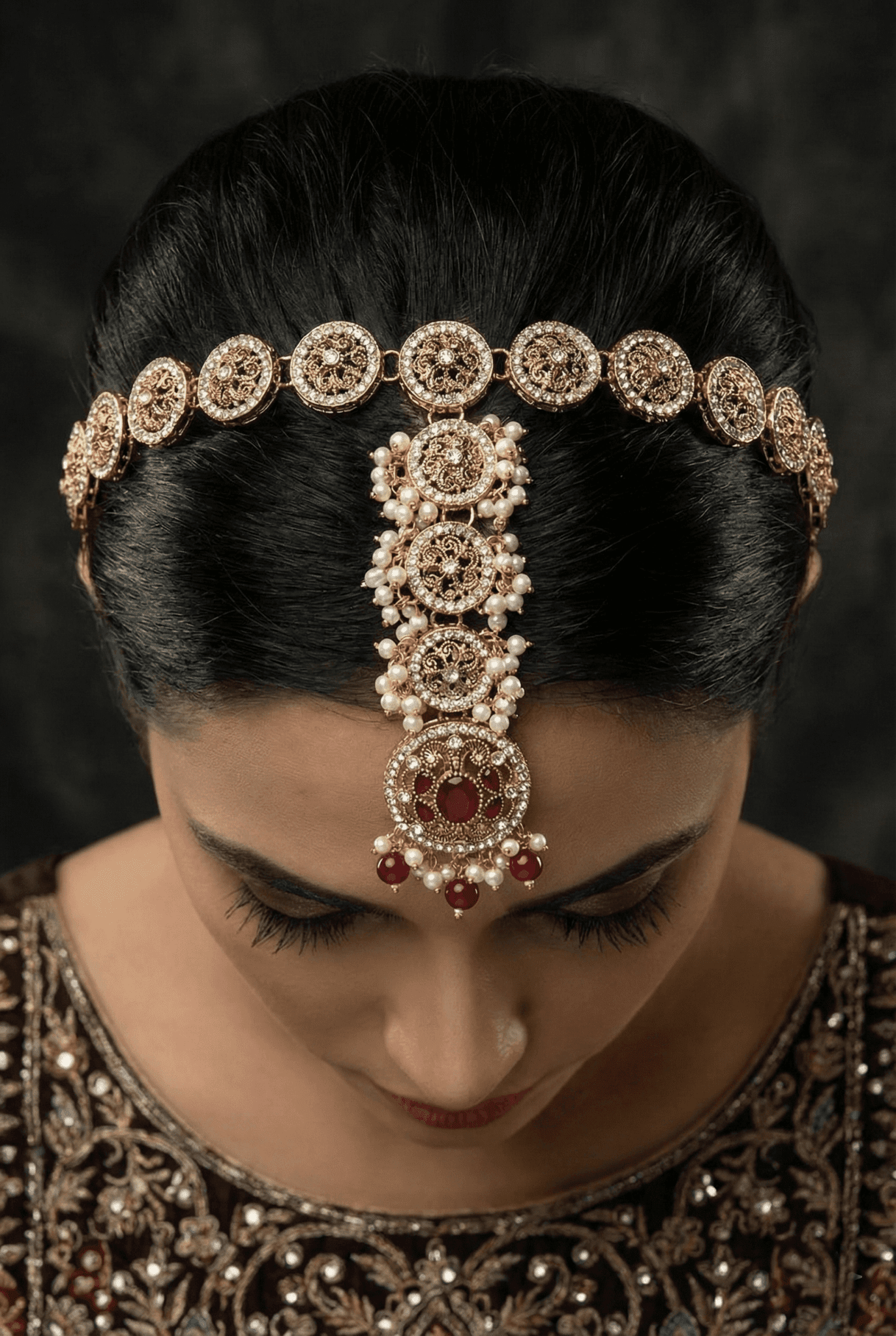 Timeless Pearl Embellished Matha Patti