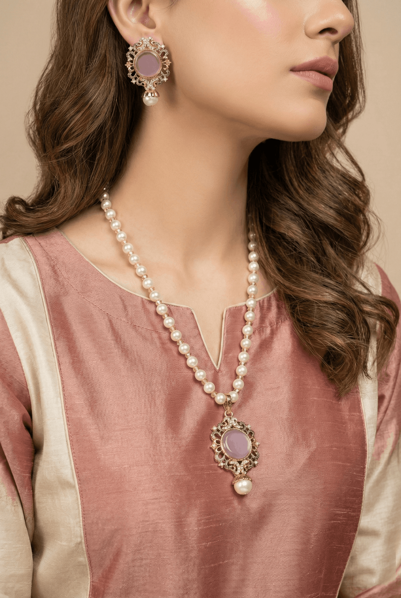 Turkish Gemstone Pendant Locket Set