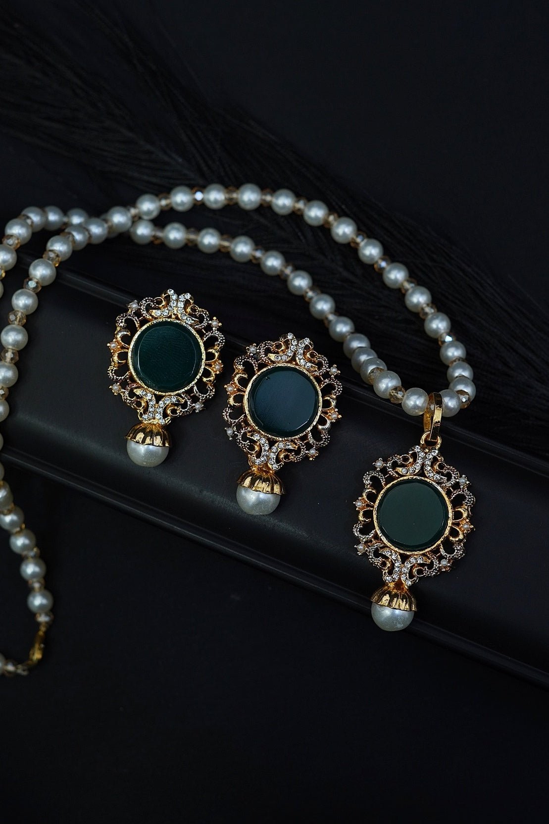 Turkish Gemstone Pendant Locket Set
