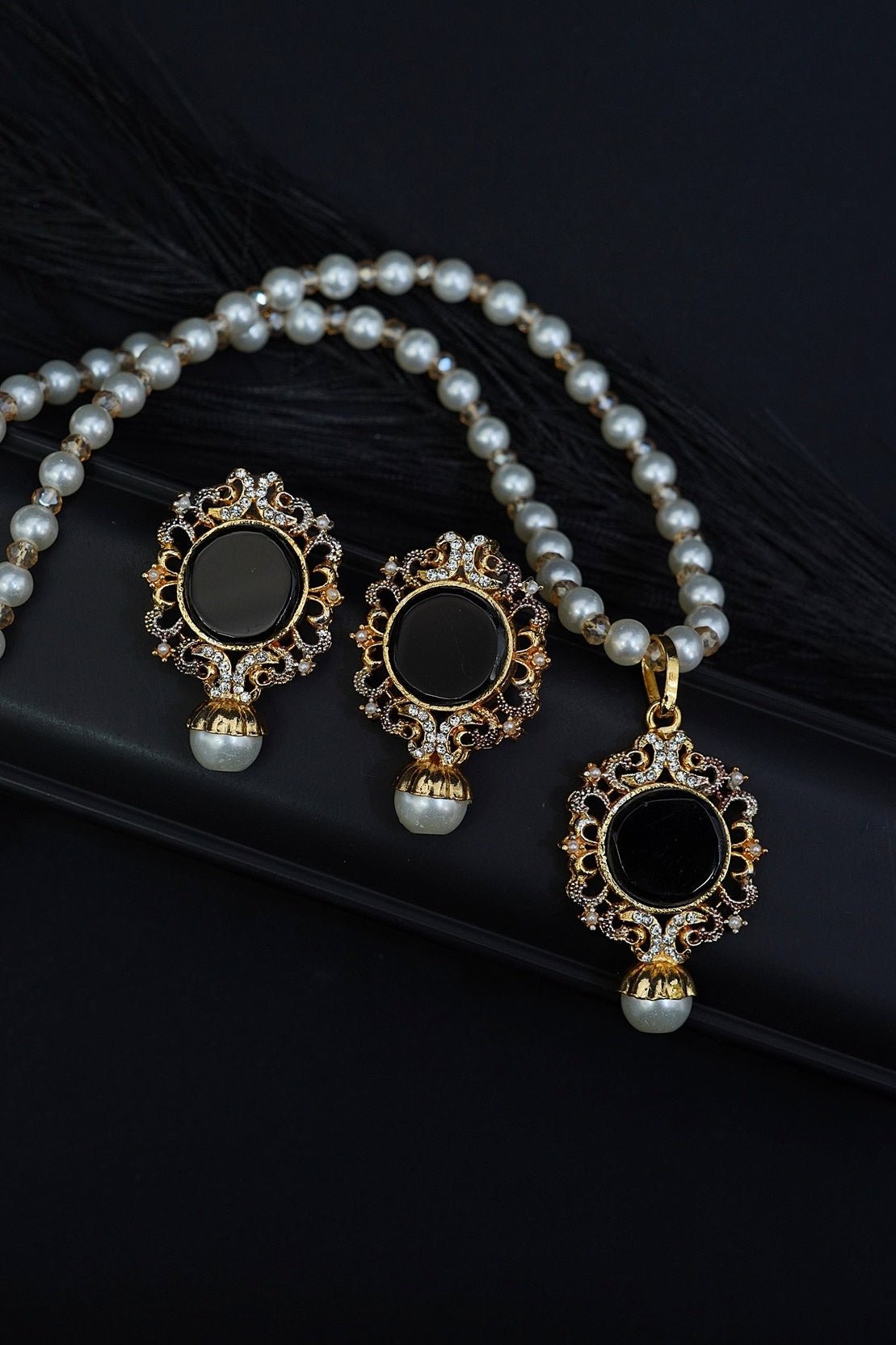 Turkish Gemstone Pendant Locket Set