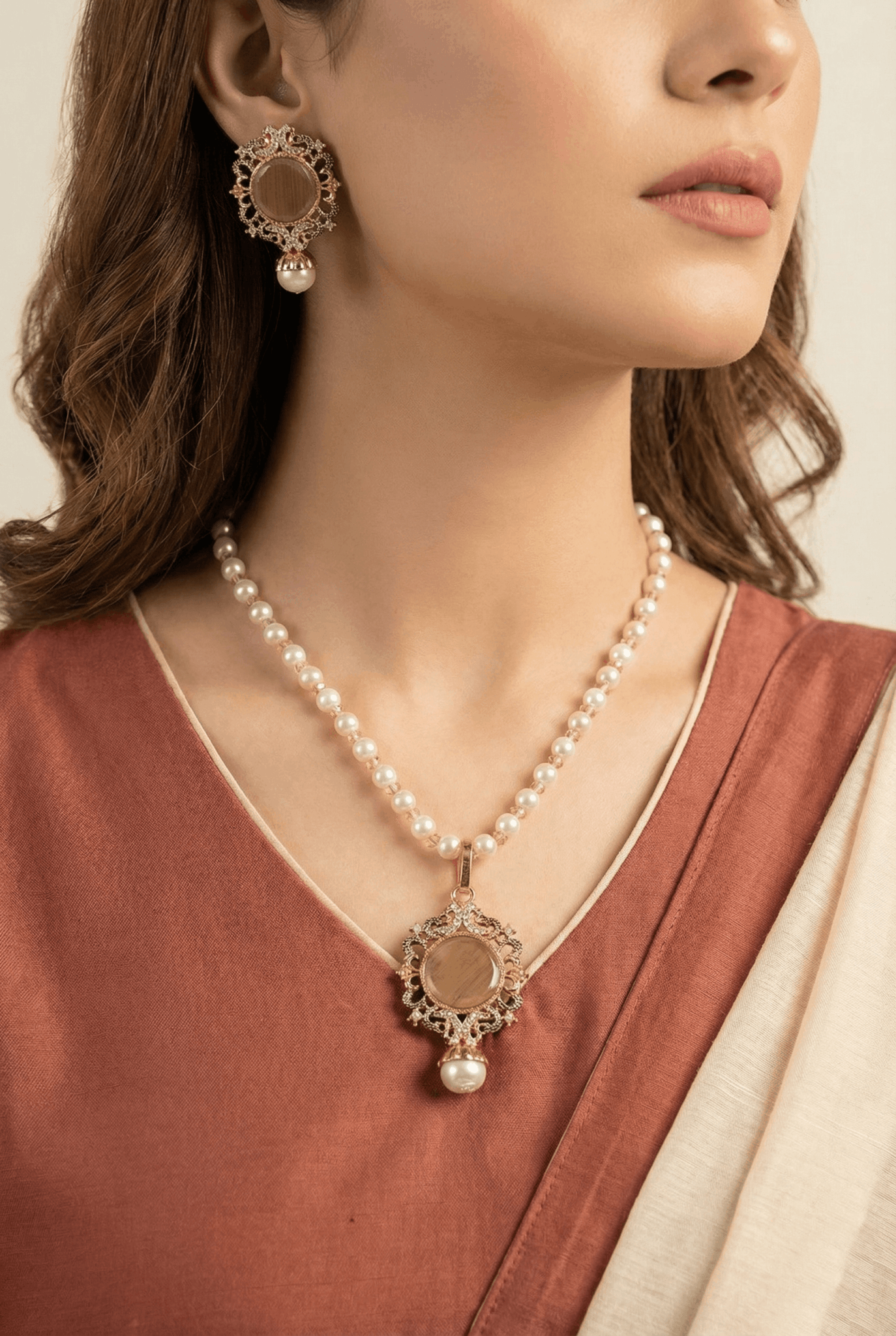 Turkish Gemstone Pendant Locket Set