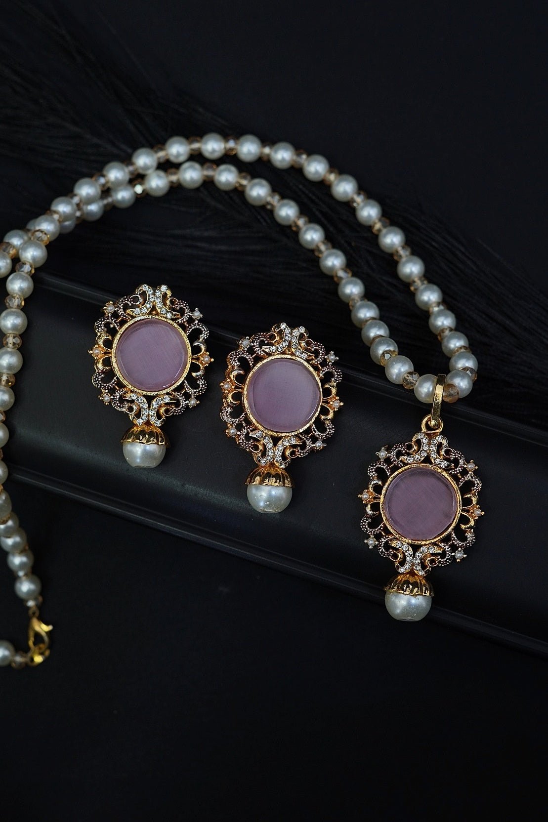 Turkish Gemstone Pendant Locket Set