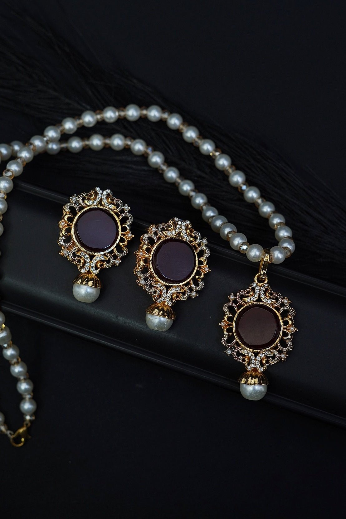 Turkish Gemstone Pendant Locket Set