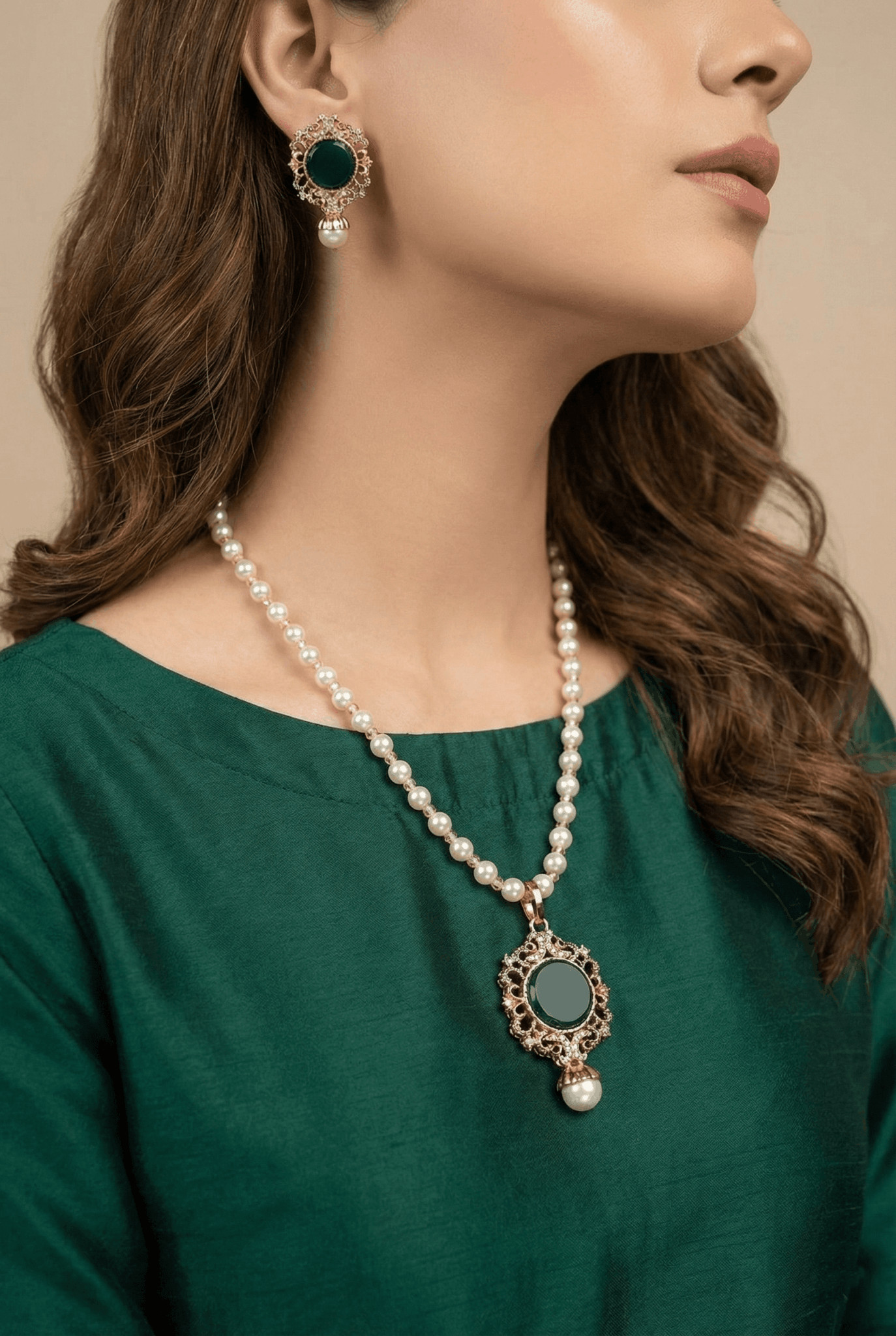 Turkish Gemstone Pendant Locket Set