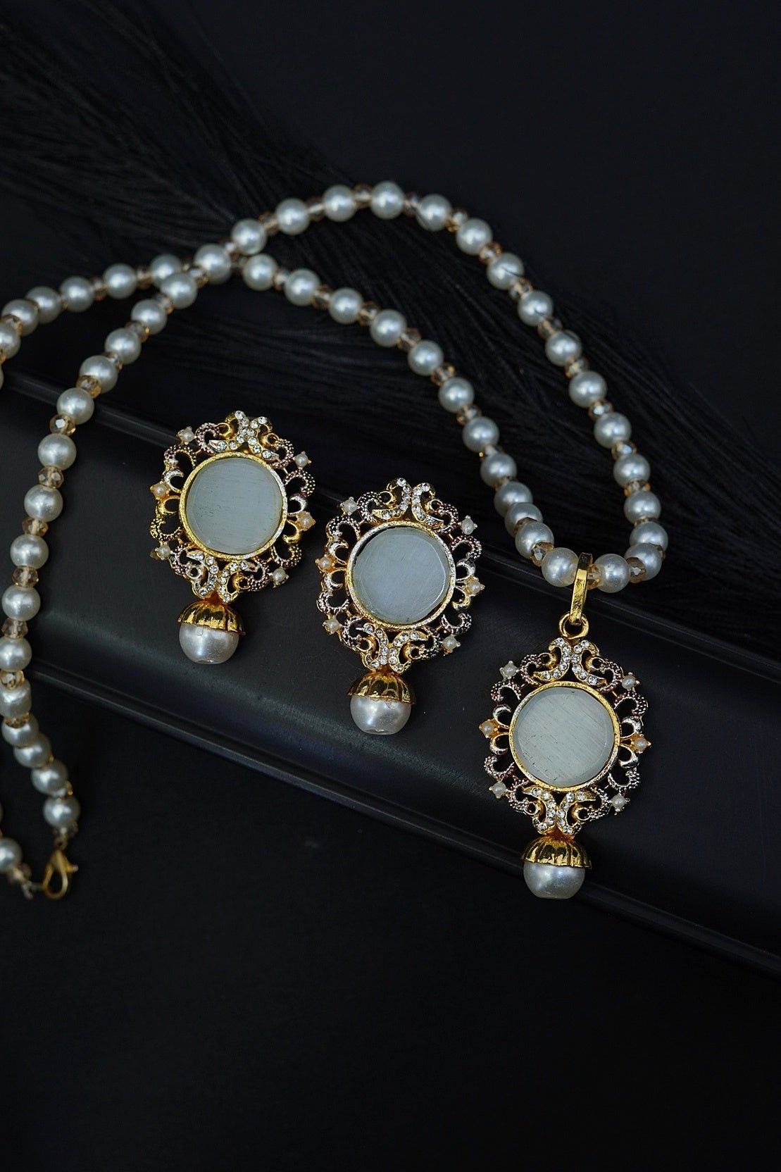 Turkish Gemstone Pendant Locket Set