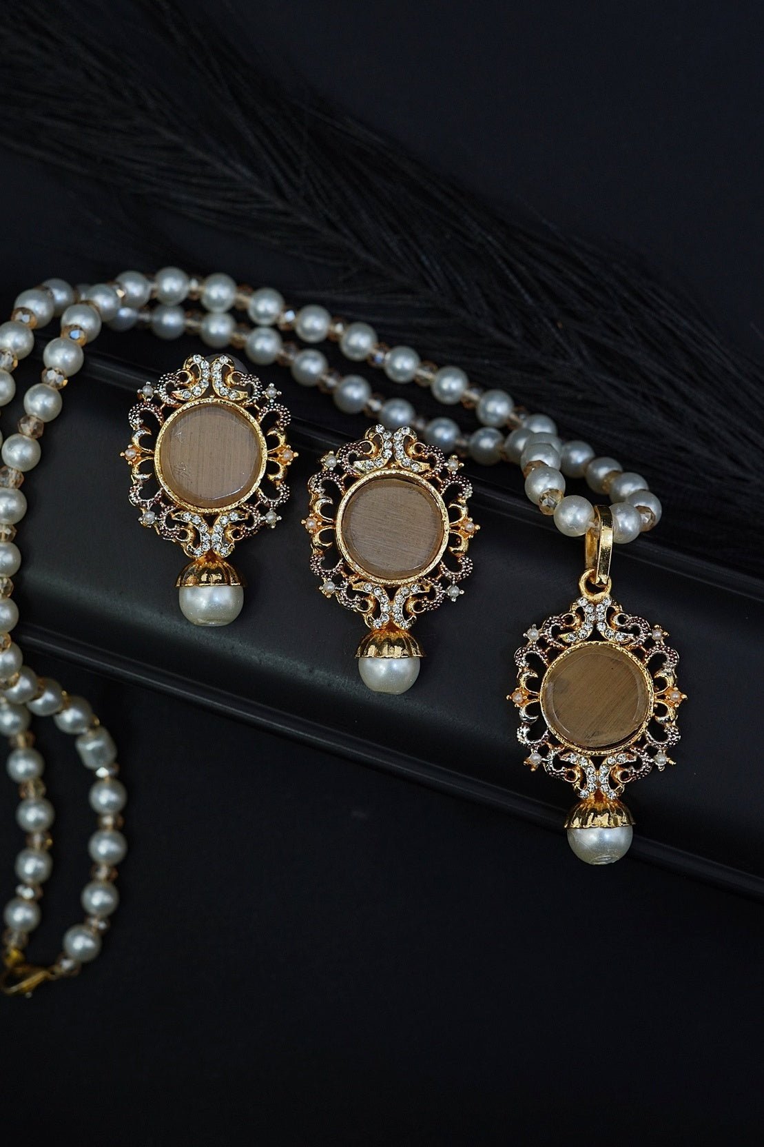Turkish Gemstone Pendant Locket Set