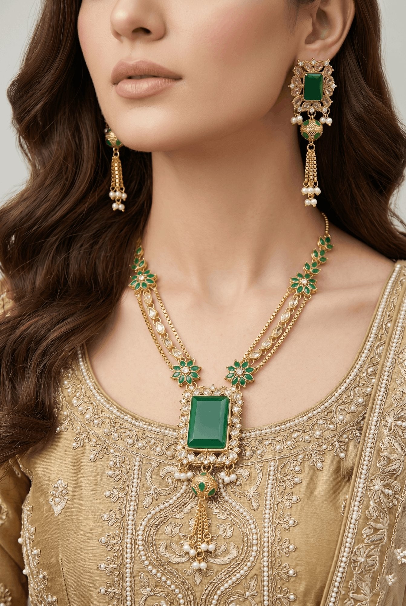 Turkish Gemstone Pendant Mala Set